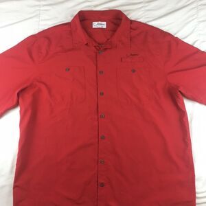 Jawbone Tackle Co. Men's Red Vented Short Sleeve Button Up Fishing Shirt XL